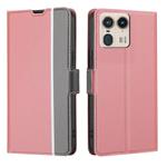 For Motorola Edge 50 Ultra Twill Texture Side Button Leather Phone Case(Pink)