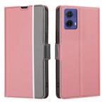 For Motorola Moto G85 5G Twill Texture Side Button Leather Phone Case(Pink)