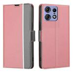 For Motorola Edge 50 Pro 5G Twill Texture Side Button Leather Phone Case(Pink)