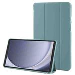 For Samsung Galaxy Tab A9 Tri-fold Holder Flip Horizontal Flip TPU Leather Tablet Case(Dark Green)