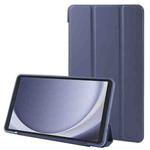 For Samsung Galaxy Tab A9 Tri-fold Holder Flip Horizontal Flip TPU Leather Tablet Case(Dark Blue)