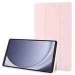 For Samsung Galaxy Tab A9 Tri-fold Holder Flip Horizontal Flip TPU Leather Tablet Case(Pink)