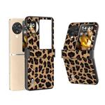 For OPPO Find N3 Flip ABEEL Hinge Black Edge Leopard Phone Case(Leopard Print)