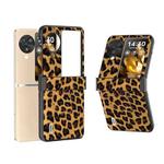 For OPPO Find N3 Flip ABEEL Hinge Black Edge Leopard Phone Case(Golden Leopard)