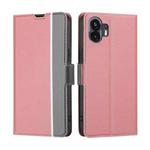 For Nothing Phone 2 Twill Texture Side Button Leather Phone Case(Pink)