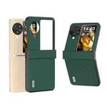 For OPPO Find N3 Flip ABEEL Hinge Genuine Leather Silky Soft Black Edge Phone Case(Green)