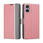 For Sony Xperia 5 V Twill Texture Side Button Leather Phone Case(Pink)