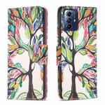 For Motorola Moto G Play 2024 Colored Drawing Pattern Leather Phone Case(Tree Life)