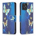 For Motorola Moto G Power 5G Colored Drawing Pattern Leather Phone Case(Gold Butterfly)