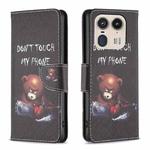 For Motorola Edge 50 Ultra Colored Drawing Pattern Leather Phone Case(Bear)