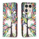 For Motorola Edge 50 Ultra Colored Drawing Pattern Leather Phone Case(Tree Life)