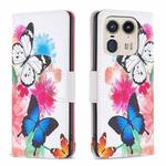 For Motorola Edge 50 Ultra Colored Drawing Pattern Leather Phone Case(Butterflies)