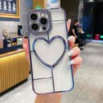 For iPhone 14 Pro Electroplating 3D Love TPU Phone Case(Sierra Blue)