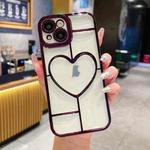 For iPhone 13 Electroplating 3D Love TPU Phone Case(Purple)