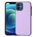 For iPhone 12/12 Pro Litchi Pattern Stitched Side-mounted Phone Case(Purple)