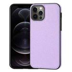 For iPhone 12 Pro Max Litchi Pattern Stitched Side-mounted Phone Case(Purple)