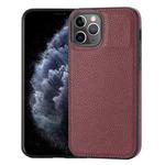 For iPhone 11 Pro Max Litchi Pattern Stitched Side-mounted Phone Case(Dark Red)