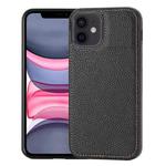 For iPhone 11 Litchi Pattern Stitched Side-mounted Phone Case(Black)