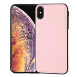 For iPhone X/XS Litchi Pattern Stitched Side-mounted Phone Case(Pink)