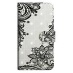 For Samsung Galaxy G390S 3D Painting Pattern Horizontal Flip TPU + PU Leather Case with Holder & Card Slots & Wallet(Diagonal Black Flower)