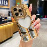 For iPhone 15 Pro Max Electroplating 3D Hollow Love TPU Phone Case(Gold)