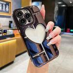 For iPhone 15 Pro Electroplating 3D Hollow Love TPU Phone Case(Black)