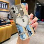 For iPhone 12 Electroplating 3D Hollow Love TPU Phone Case(Silver)
