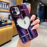For iPhone 12 Electroplating 3D Hollow Love TPU Phone Case(Purple)