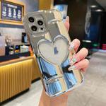 For iPhone 12 Pro Max Electroplating 3D Hollow Love TPU Phone Case(Silver)