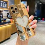 For iPhone 12 Pro Max Electroplating 3D Hollow Love TPU Phone Case(Gold)