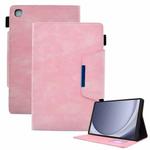 For Samsung Galaxy Tab A9+ Suede Cross Texture Magnetic Clasp Leather Tablet Case(Pink)