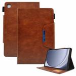 For Samsung Galaxy Tab A9+ Suede Cross Texture Magnetic Clasp Leather Tablet Case(Brown)