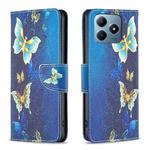 For Realme C61 / C63 Colored Drawing Pattern Leather Phone Case(Gold Butterfly)