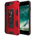 For iPhone 8 Plus & 7 Plus Armor Shockproof TPU + PC Magnetic Protective Case with Invisible Holder(Red)