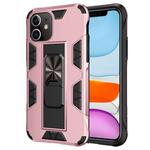 For iPhone 11 Armor Shockproof TPU + PC Magnetic Protective Case with Invisible Holder(Rose Gold)