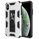 For iPhone XS / X Armor Shockproof TPU + PC Magnetic Protective Case with Invisible Holder(White)