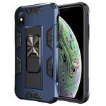 For iPhone XS / X Armor Shockproof TPU + PC Magnetic Protective Case with Invisible Holder(Blue)