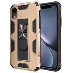For iPhone XR Armor Shockproof TPU + PC Magnetic Protective Case with Invisible Holder(Gold)