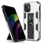 For iPhone 12 Pro Max Armor Shockproof TPU + PC Magnetic Protective Case with Invisible Holder(Silver)