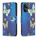 For Tecno Camon 20 Pro 5G Colored Drawing Pattern Leather Phone Case(Gold Butterfly)