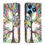 For Tecno Spark 10 4G Colored Drawing Pattern Leather Phone Case(Tree Life)