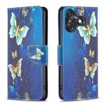 For Tecno Spark 10C Colored Drawing Pattern Leather Phone Case(Gold Butterfly)