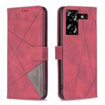 For Tecno Pova 5 Magnetic Buckle Rhombus Texture Leather Phone Case(Red)