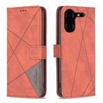 For Tecno Pova 5 Pro 5G Magnetic Buckle Rhombus Texture Leather Phone Case(Brown)