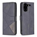 For Tecno Pova 5 Pro 5G Magnetic Buckle Rhombus Texture Leather Phone Case(Black)