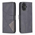 For Tecno Pova Neo 3 Magnetic Buckle Rhombus Texture Leather Phone Case(Black)