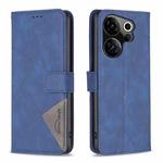 For Tecno Camon 20 Premier Magnetic Buckle Rhombus Texture Leather Phone Case(Blue)
