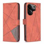 For Tecno Camon 20 Premier Magnetic Buckle Rhombus Texture Leather Phone Case(Brown)
