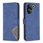 For Tecno Camon 20 Pro 5G Magnetic Buckle Rhombus Texture Leather Phone Case(Blue)