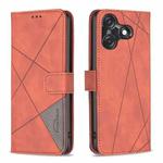 For Tecno Spark 10C Magnetic Buckle Rhombus Texture Leather Phone Case(Brown)